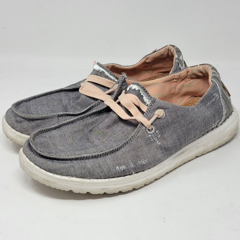 Hey Dude Women's 7 Wendy Boho‎ Gray Aztec Slip On Casual Shoes
